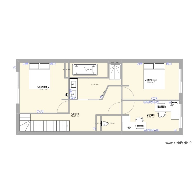 Plan R+1 PC . Plan de 0 pièce et 0 m2
