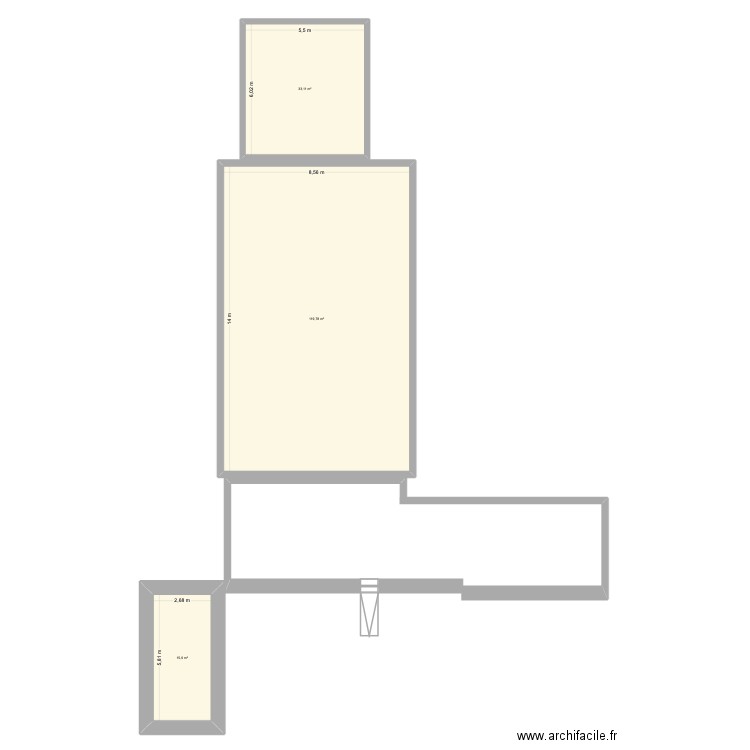 TRavaux 2026. Plan de 3 pièces et 168 m2