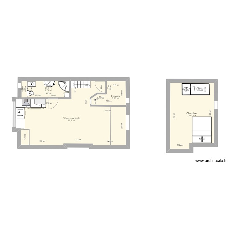 esquisse T2. Plan de 0 pièce et 0 m2