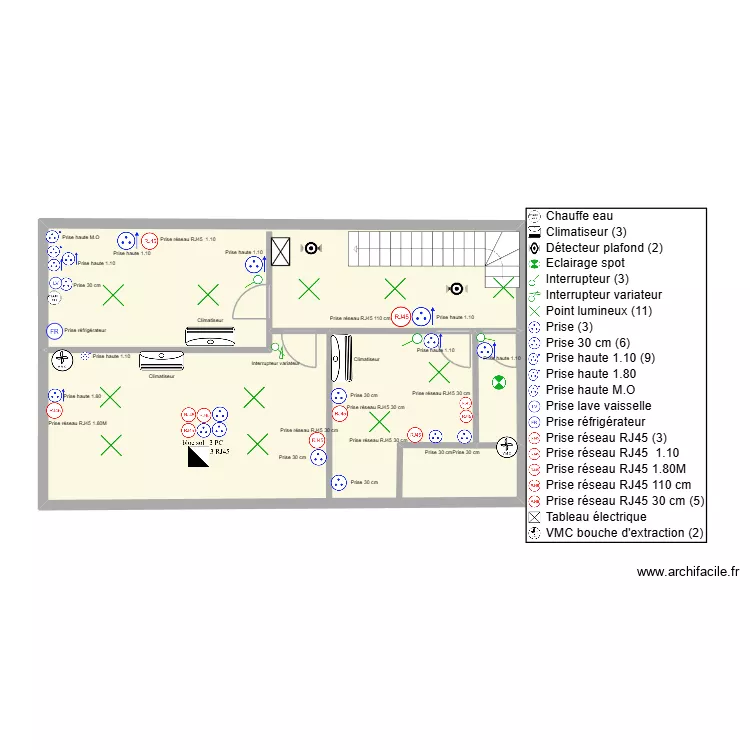 Local &eacute;tang sal&eacute; modification. Plan de 3  et 66 m²