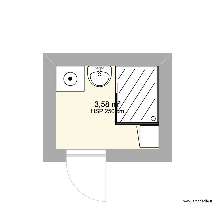 Bussy salle de bain. Plan de 1 pièce et 4 m2