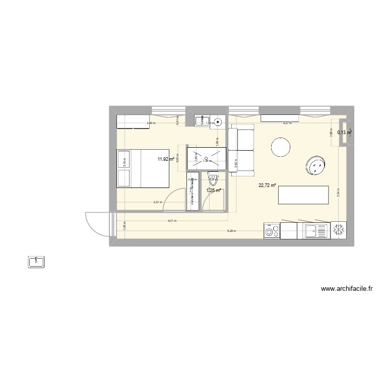 2 pi&egrave;ces bis. Plan de 0 pièce et 0 m2