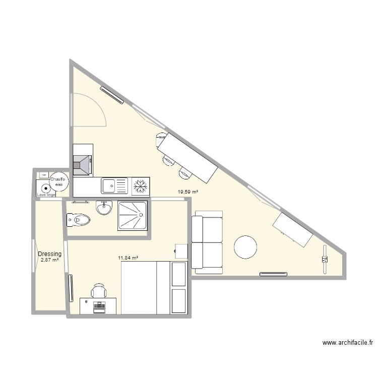Maldoyenne rdc . Plan de 4 pièces et 35 m2