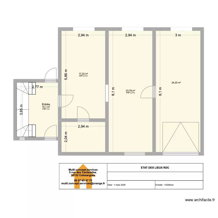 RIBIERE ETAT DES LIEUX RDC. Plan de 5 pièces et 81 m²