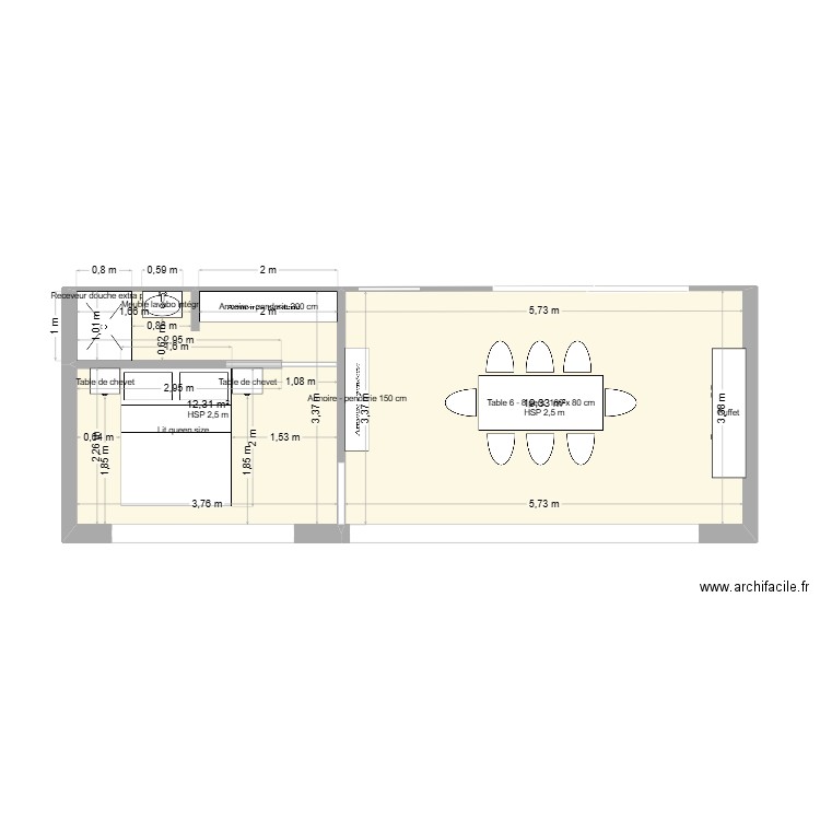 Extension Plan 3. Plan de 2 pièces et 32 m2