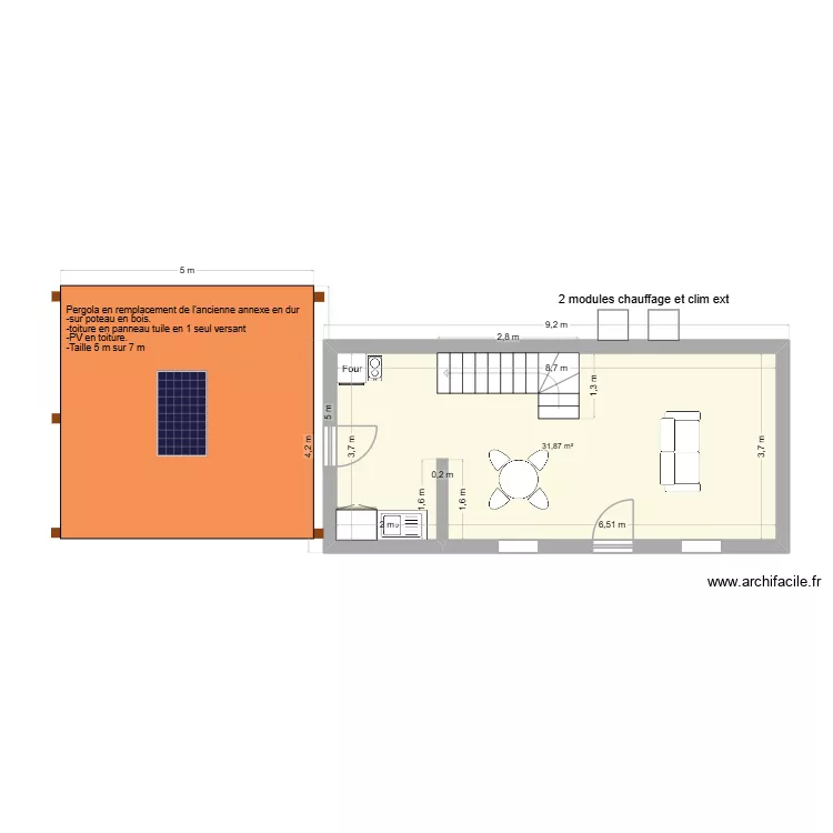 Gite- les deux saules - rez. Plan de 3  et 67 m²
