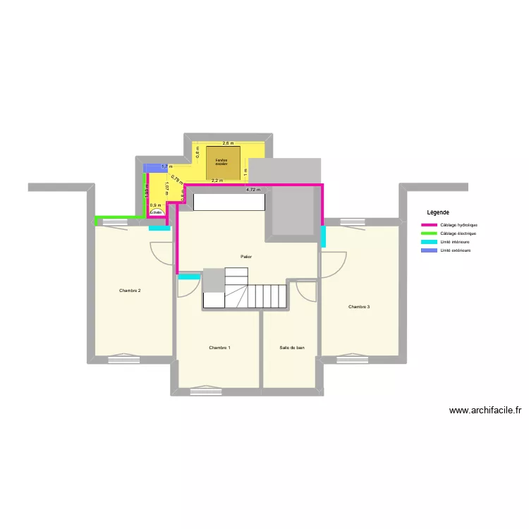 implantation balcon zoom acc&egrave;s. Plan de 4  et 62 m²