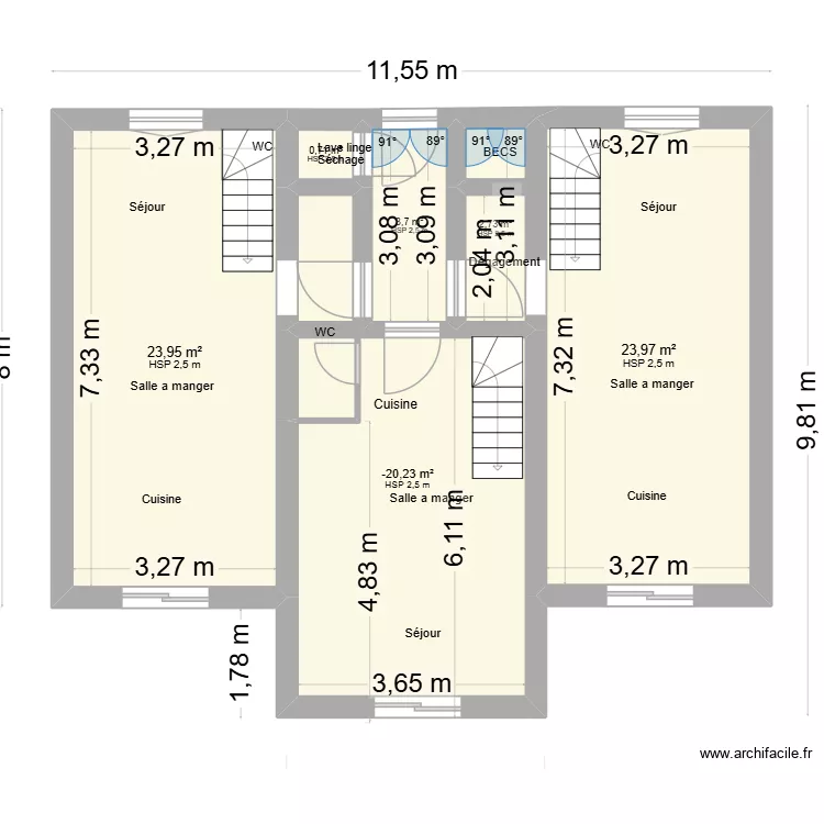 Maison Esquibien projet dejanvier 2026. Plan de 6  et 56 m²