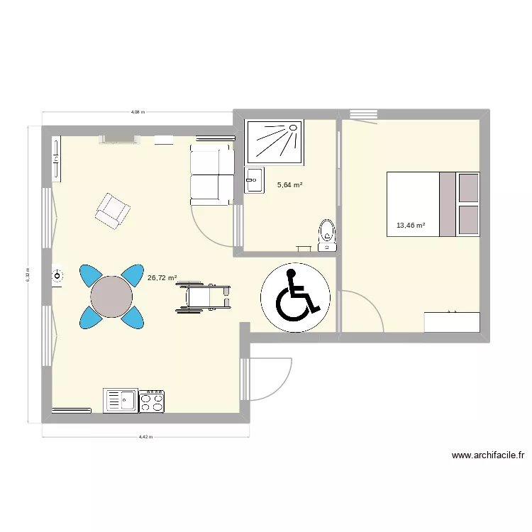 plan. Plan de 3  et 46 m²