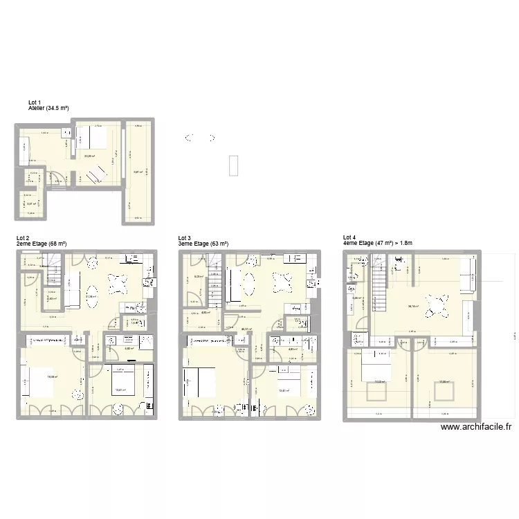 App de la gare 1er T1 V2 05 2026. Plan de 19  et 257 m²