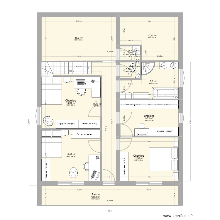 bocfost + VPP 1. Plan de 19 pièces et 210 m2