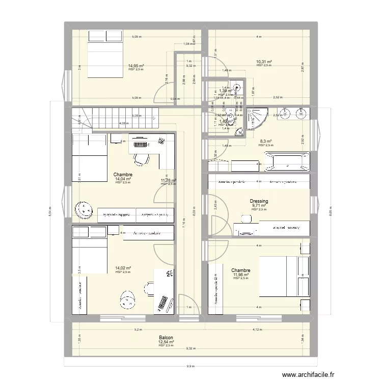 bocfost + VPP 1. Plan de 19 pièces et 209 m²