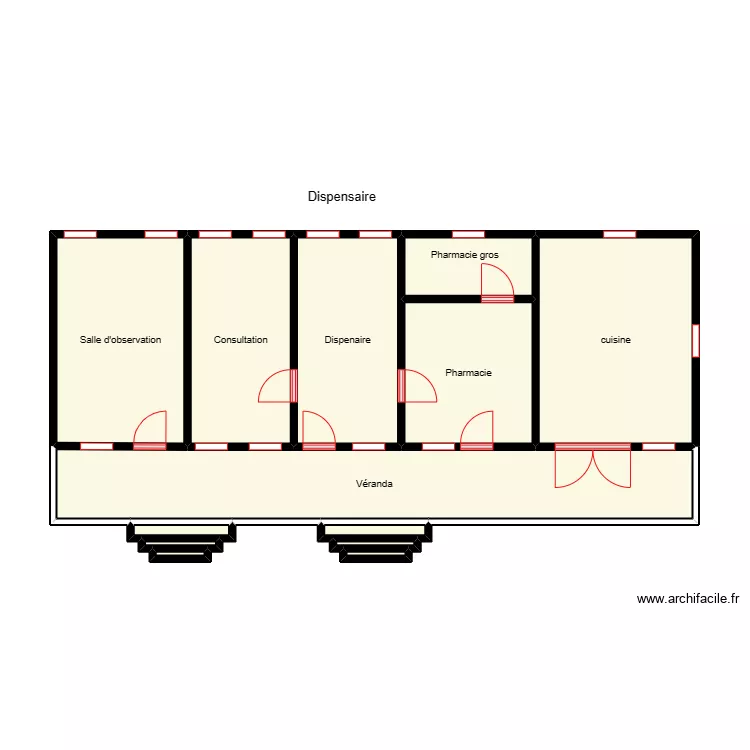 Vue en plan dispensaire de HONHOUE. Plan de 