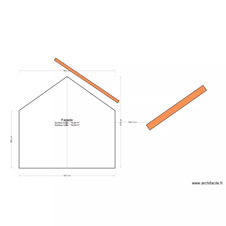 grange FACADE SDUD AVANT. Plan de 