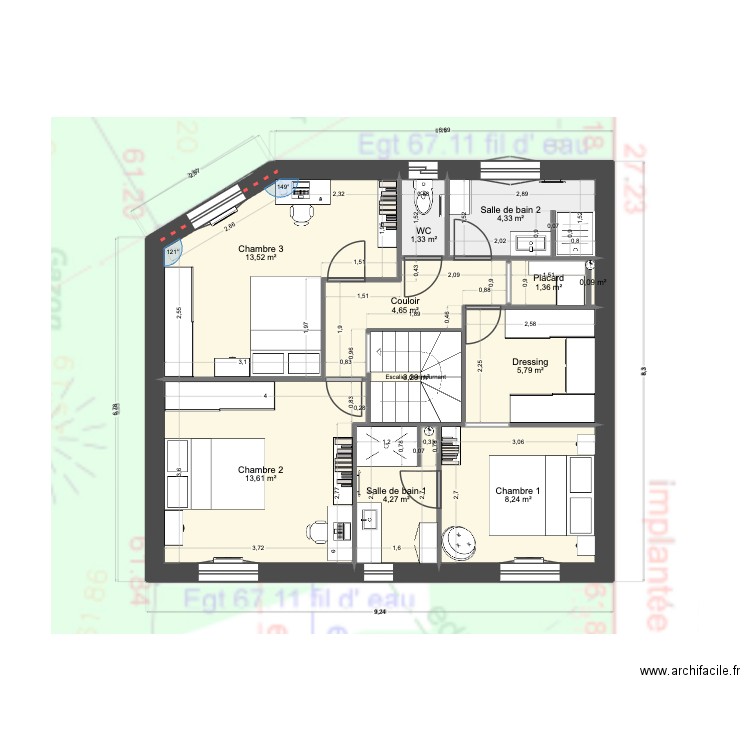 Mise au point 8 janvier 2025. Plan de 17 pièces et 185 m2