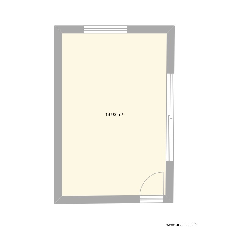 Pièce à Marie. Plan de 1 pièce et 20 m2