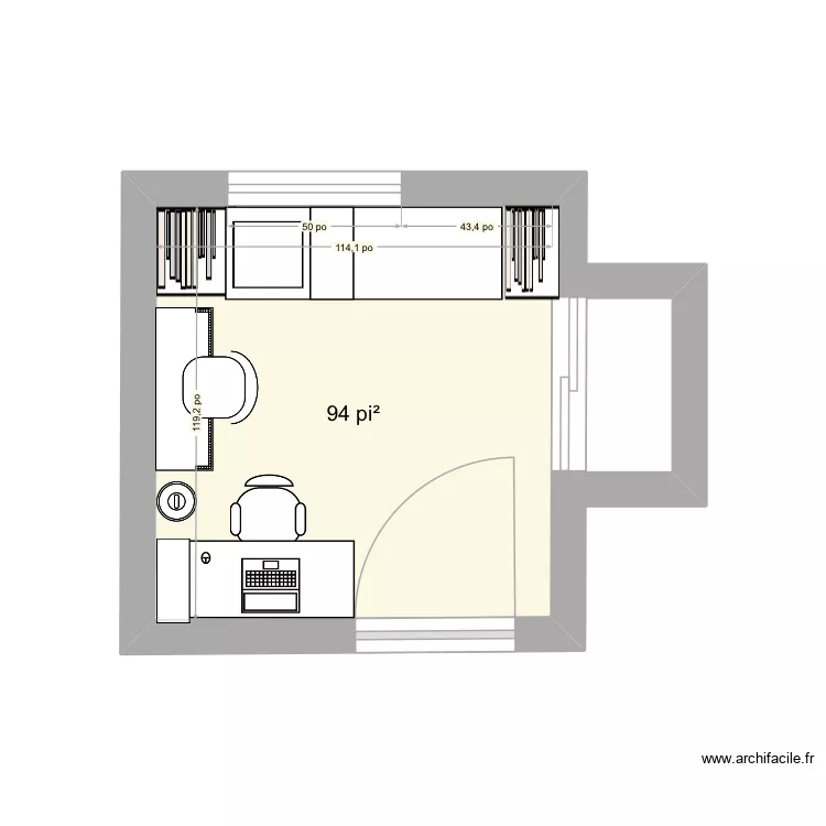 Pièce à Marie. Plan de 1 pièce et 9 m² Pièce à Marie. Plan de 1 pièce et 9 m²