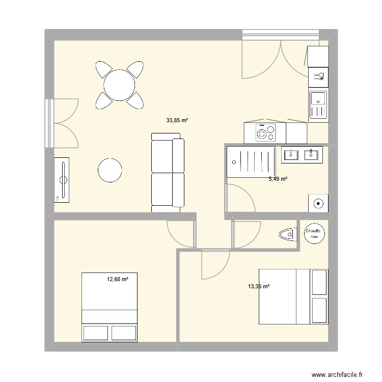 sci montgailhard. Plan de 4 pièces et 65 m2