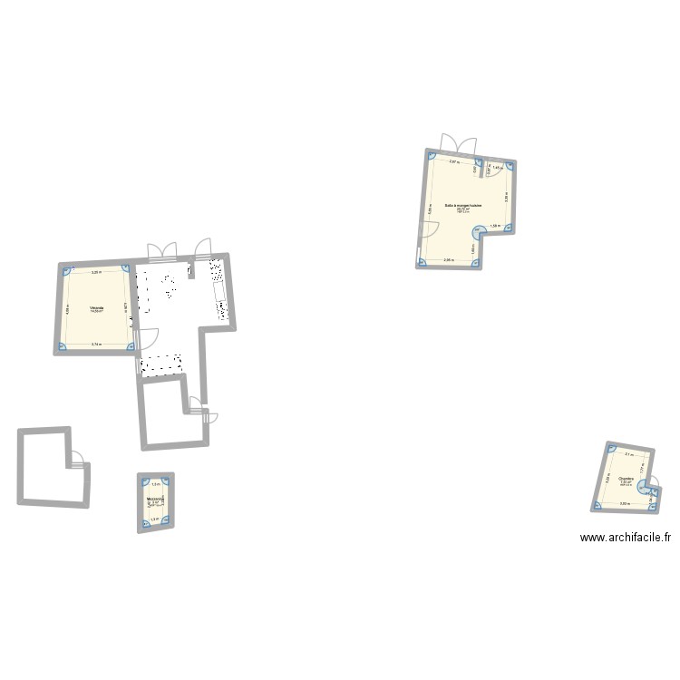 Brigande. Plan de 4 pièces et 46 m2