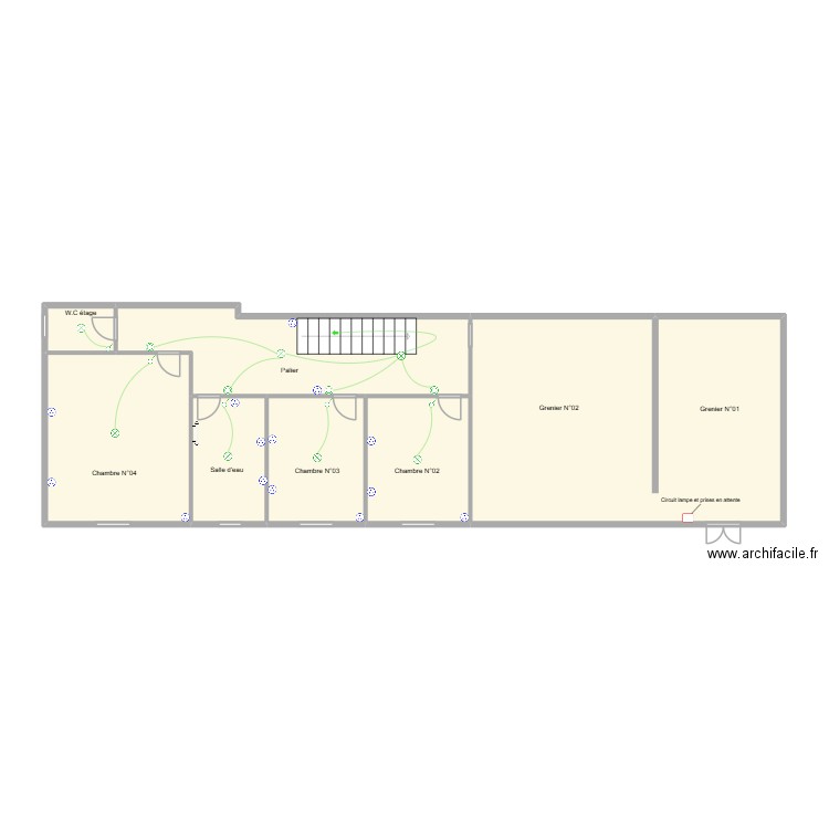 Letourneau Etage. Plan de 7 pièces et 73 m2