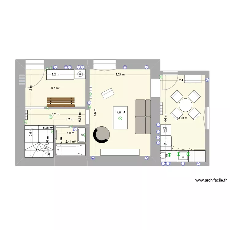 audierne. Plan de 14 Pièces et 104 m²