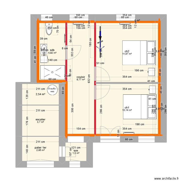 jean marc 1er. Plan de 12 pièces et 47 m2