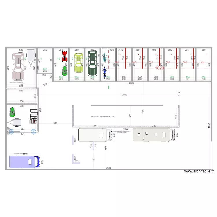 box sud. Plan de 