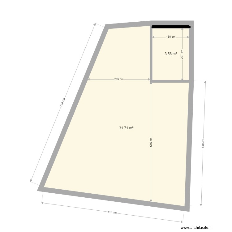 CABOT. Plan de 2 pièces et 35 m2