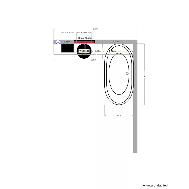 SALLE DE BAINS CHAMBRE 1. Plan de 