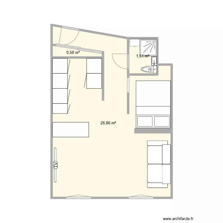 barla base. Plan de 3  et 29 m²