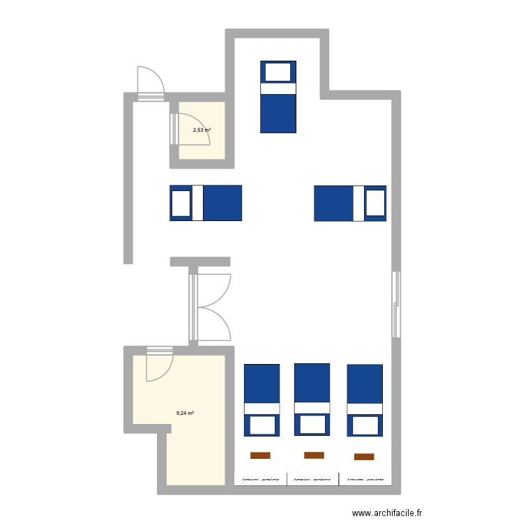 echo option 1. Plan de 2 pièces et 12 m2