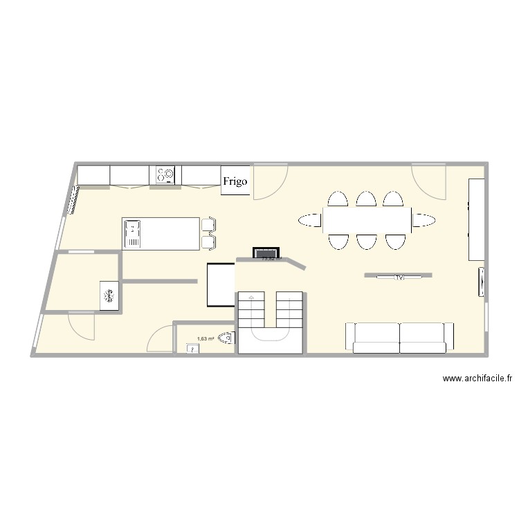 Titi/mama bas. Plan de 2 pièces et 75 m2