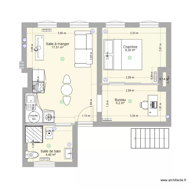 118 dunkerque - appt 5 - 2. Plan de 5  et 38 m²