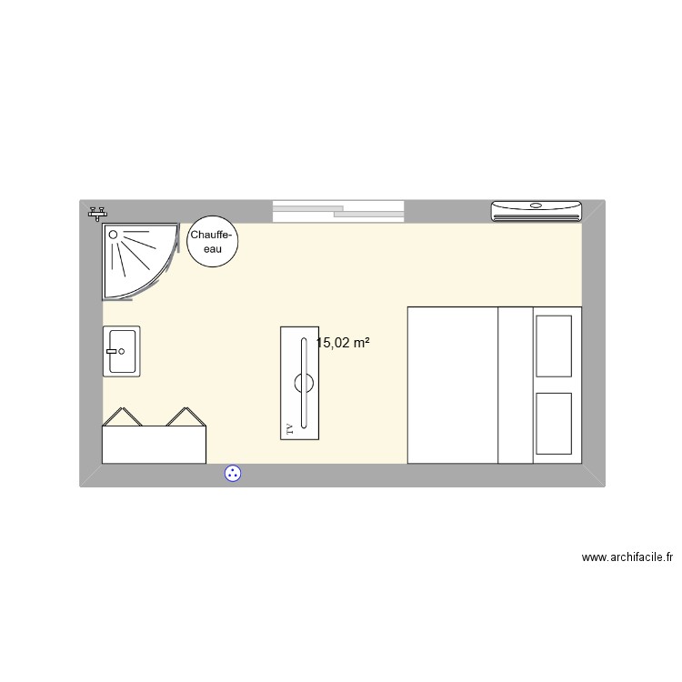 chambre kyllian. Plan de 1 pièce et 15 m2