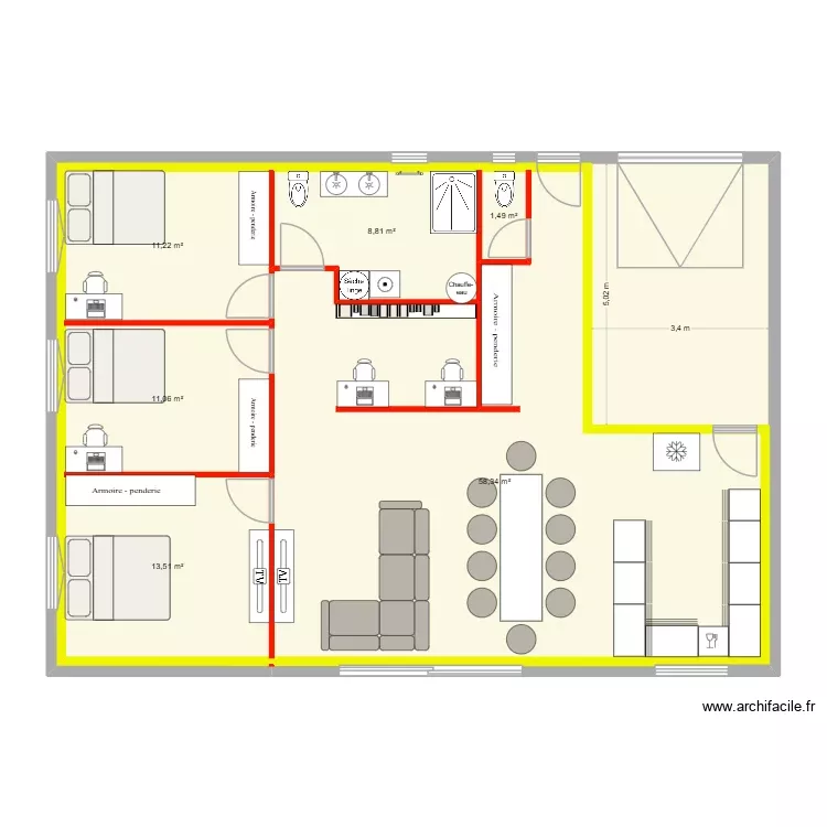 maison idée 2. Plan de 7 Pièces et 122 m² maison idée 2. Plan de 7 Pièces et 122 m²