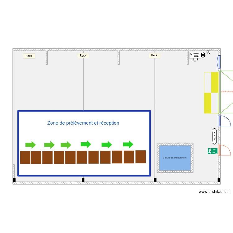 Zone de prelevement. Plan de 5 pièces et 166 m2