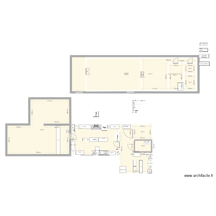 TRAVAUX CUISINE en L sans pylone. Plan de 0 pièce et 0 m2