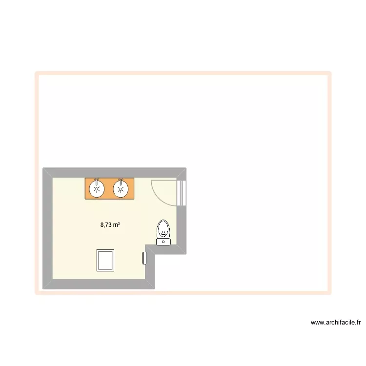 SdB. Plan de 1 Pièce et 9 m²