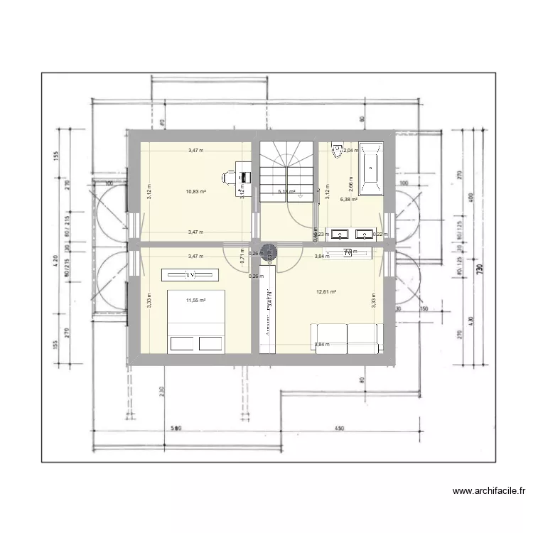 etage. Plan de 5 pièces et 47 m² etage. Plan de 5 pièces et 47 m²