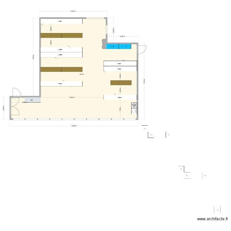 Vestiaire_31. Plan de 1 pièce et 87 m2