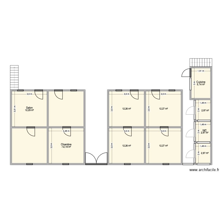 Kati_LOT3. Plan de 10 pièces et 88 m2