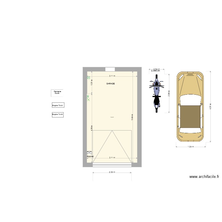 GARAGE MEUBLES. Plan de 1 pièce et 18 m2