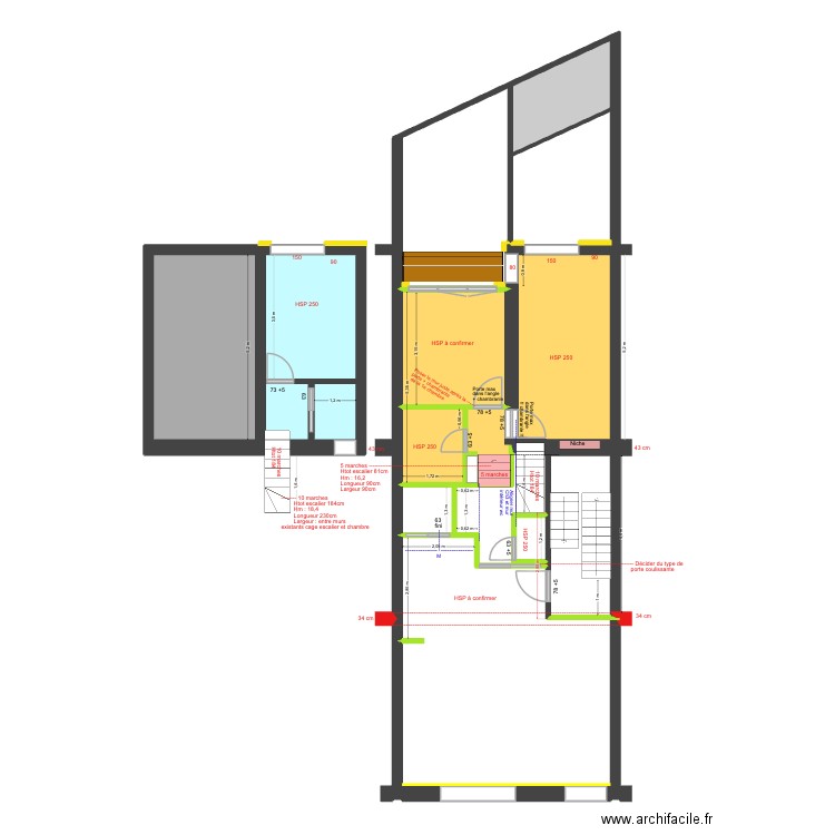 BAUCQ 77 1e étage Construction. Plan de 14 pièces et 99 m2