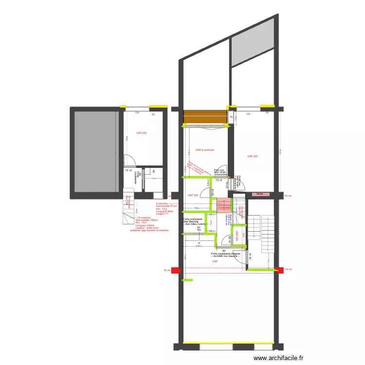 BAUCQ 77 1e étage Construction. Plan de 13 et 100 m² BAUCQ 77 1e étage Construction. Plan de 13 et 100 m²