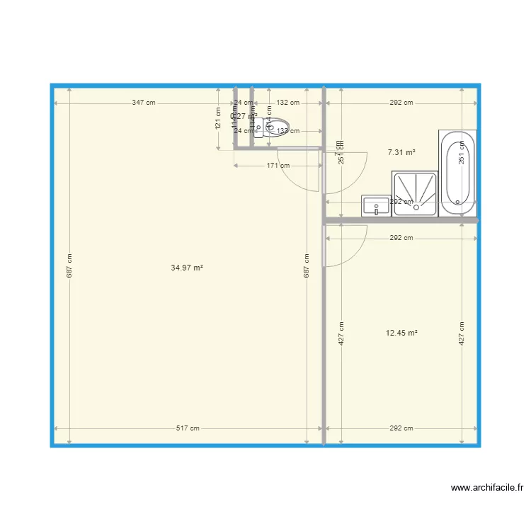 etage F. Plan de 4  et 55 m²