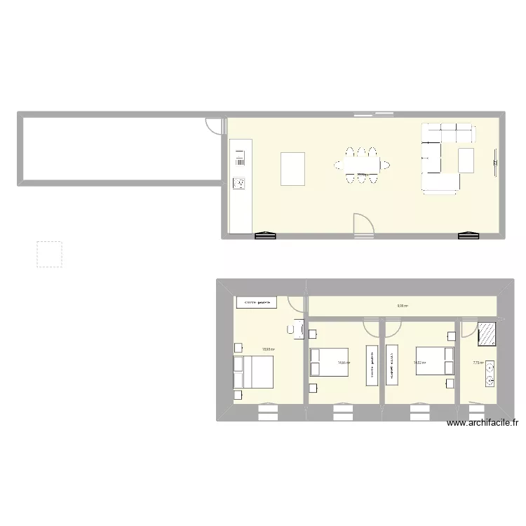 Maison Mel et Sasa. Plan de 6 pièces et 144 m²