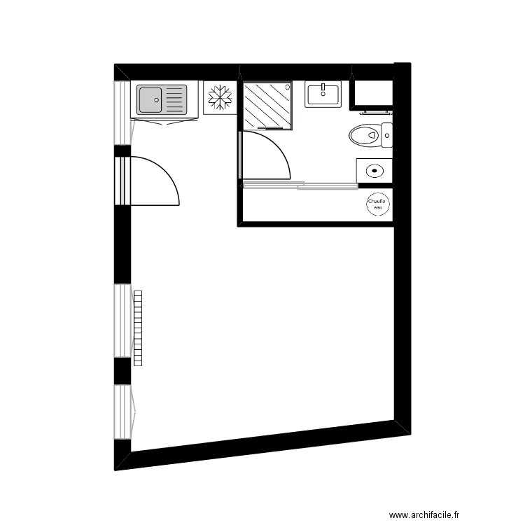 STUDIO ROUEN. Plan de 3 pièces et 5 m2