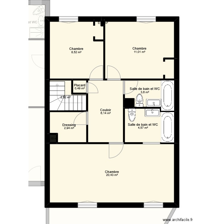 ROUSSEAU. Plan de 22 pièces et 168 m2