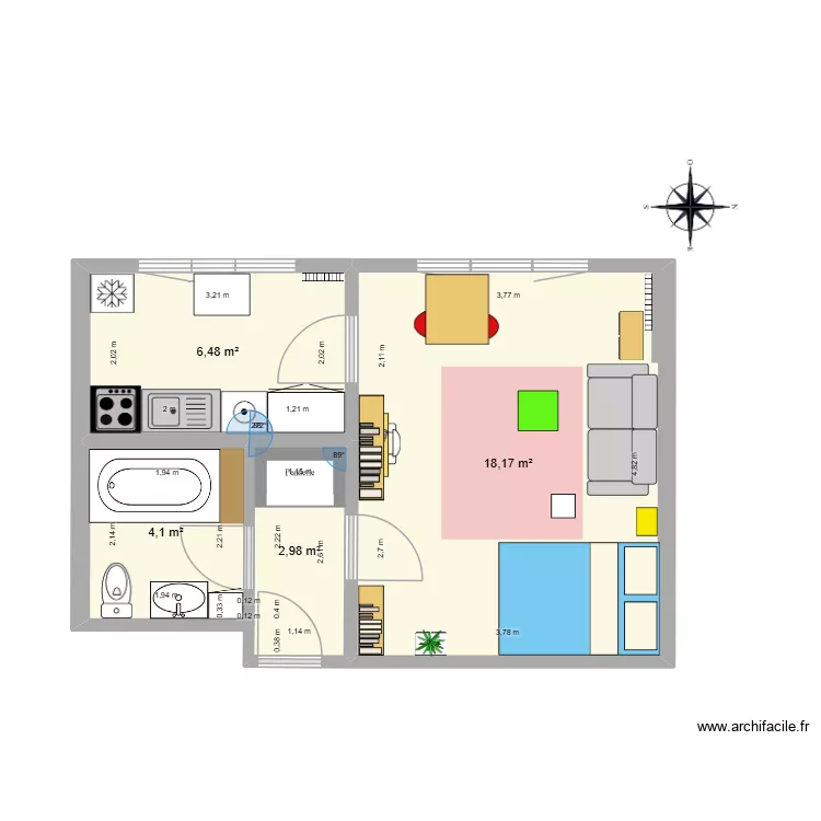 Rosny sous Bois. Plan de 4  et 32 m²