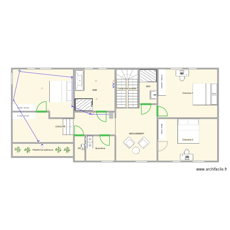 LOGIS 1ER-4. Plan de 11 pièces et 126 m2